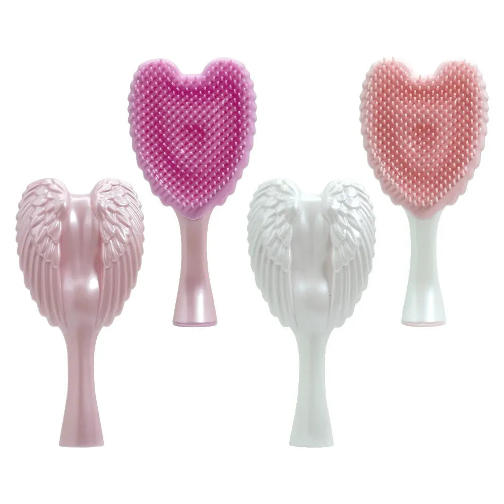 Simples Market four angel-wing mini detangling hairbrushes, pink and white, anti-static salon tools