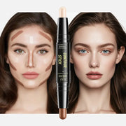 LuminaGlow Dual Ended Contour Stick All In One Foundation Concealer Bronzer And Highlighter For Lasting Definition