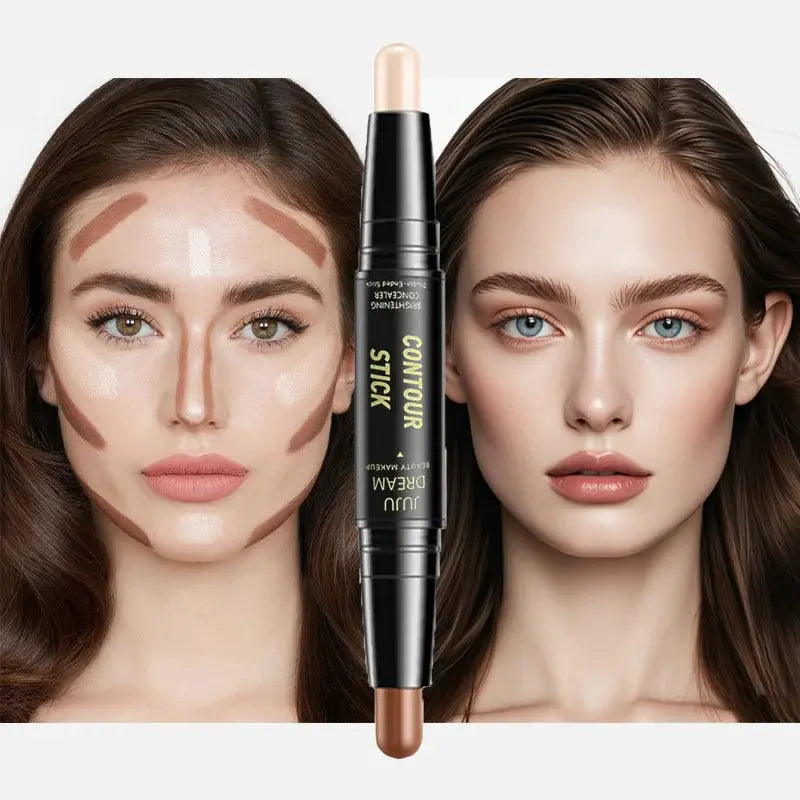LuminaGlow Dual Ended Contour Stick All In One Foundation Concealer Bronzer And Highlighter For Lasting Definition