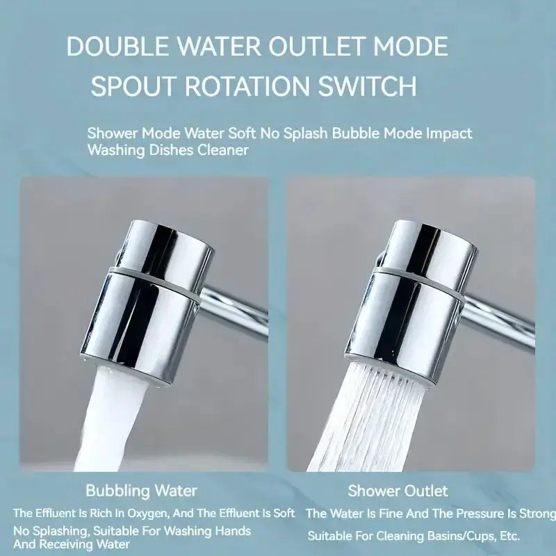 1080 Degree Swivel Stainless Steel Kitchen Faucet Extender Universal Splashproof Dual Mode With Adapter Bathroom Sink