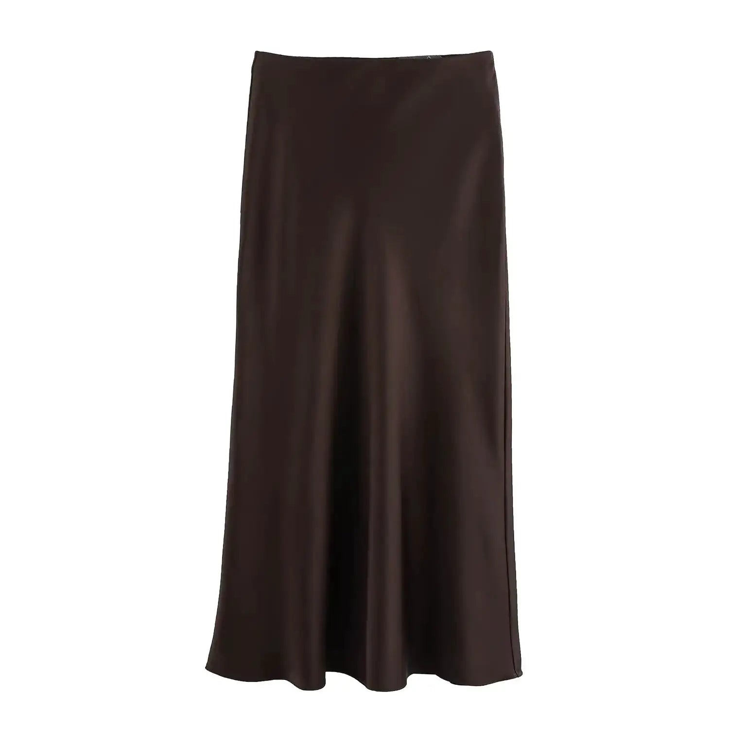 Kondala Vintage Satin Long Skirt For Women High Waist Solid Silky Fashion 2025 Spring Elegant Timeless Comfort