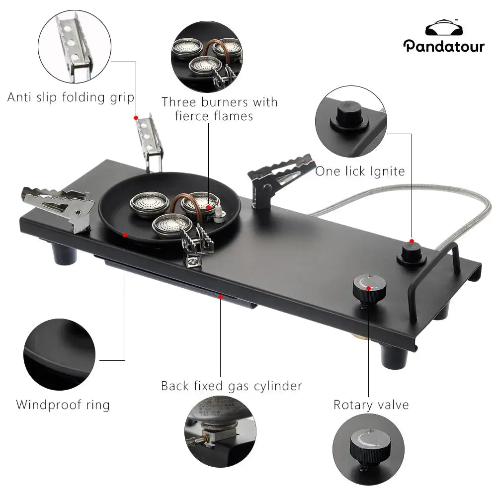 Pandatour IGT 0.5UNT Gas Stove Folding Outdoor Camping Table Stove With One Click Ignition High Firepower Burner
