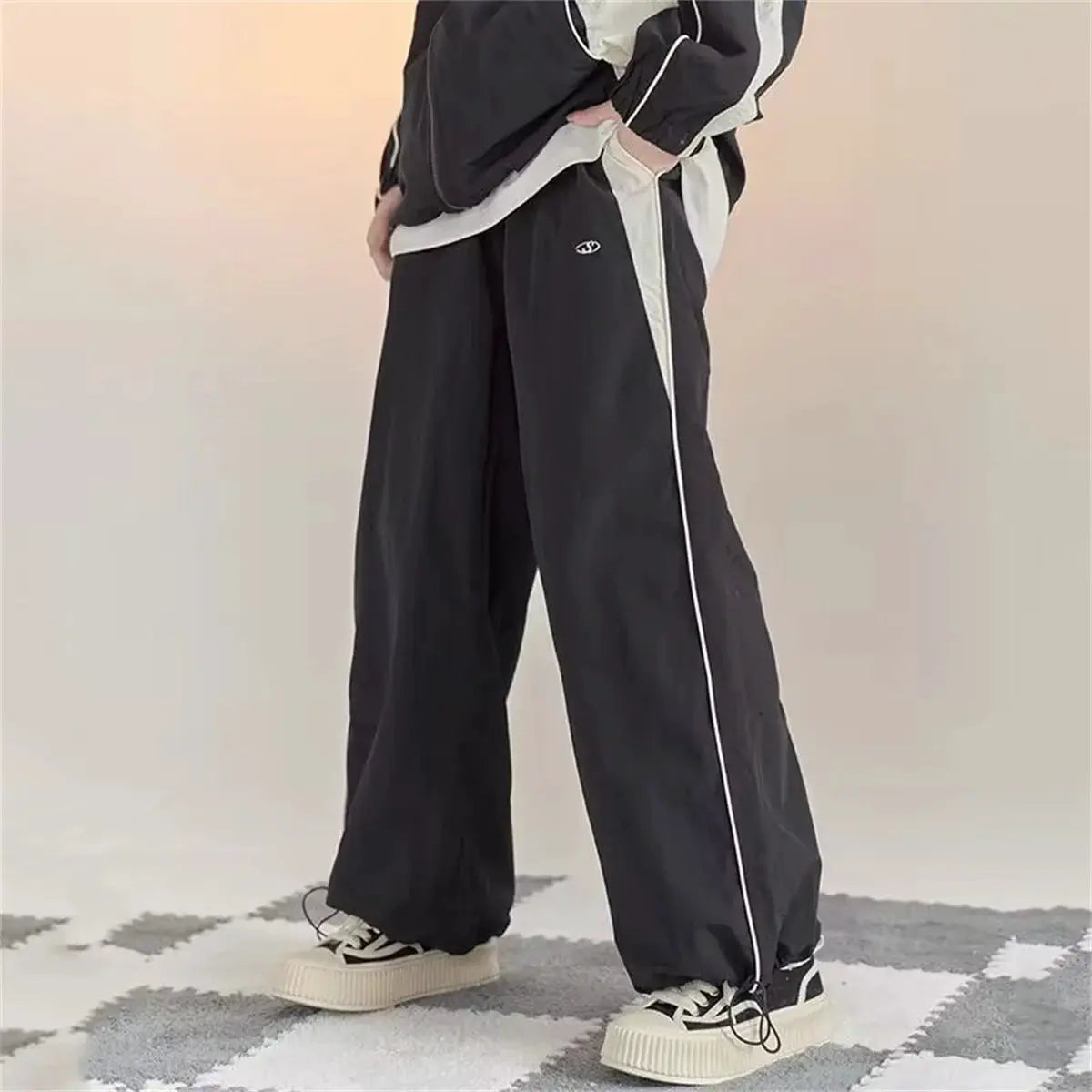 Women Baggy Harajuku Cargo Pants Streetwear Wide Leg Parachute Joggers Hip Hop Techwear Y2K Trousers