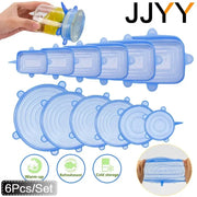 Simples Market blue silicone stretch lids set for round and square bowls, 6 pieces