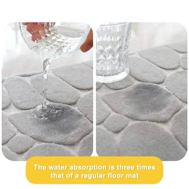 Simples Market 3-Piece memory foam bathroom mats, gray leaf-pattern bath rug set, ultra soft and absorbent.
