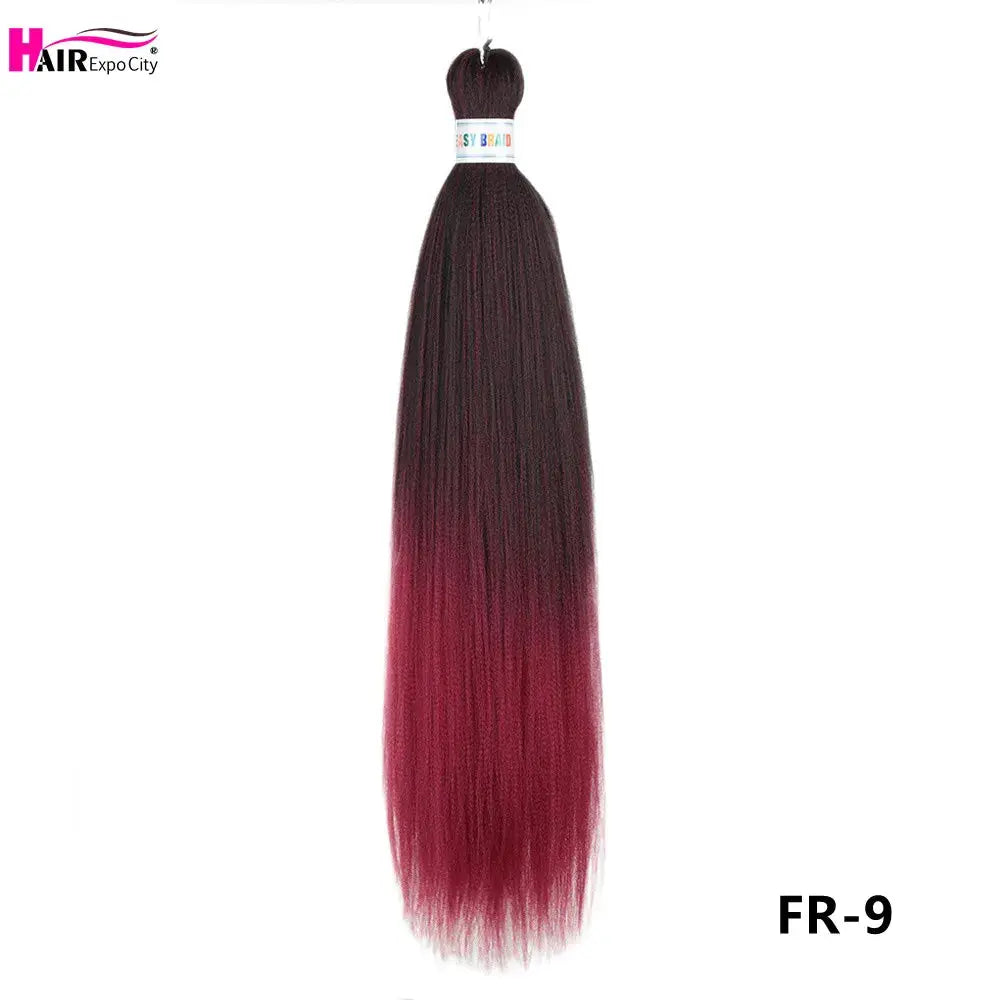Easy Braids 26in synthetic jumbo braids hair extensions, black-to-pink ombre, pre-stretched