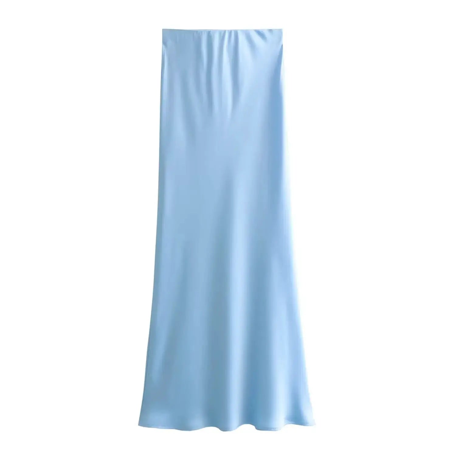 Kondala Vintage Satin Long Skirt For Women High Waist Solid Silky Fashion 2025 Spring Elegant Timeless Comfort