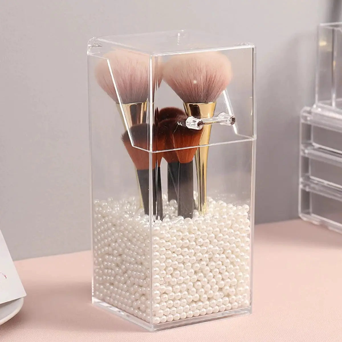 ClearView Transparent Makeup Brush Storage Box Durable Waterproof Organizer For Quick Cleaning And Easy Access