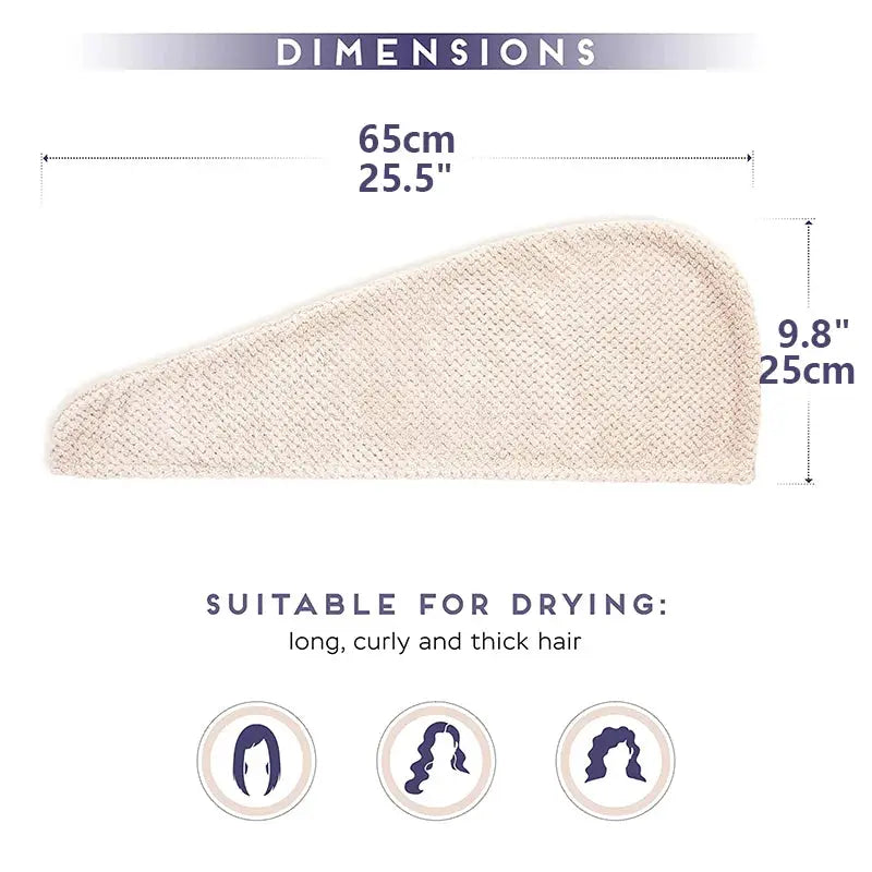 SilkNest Textured Dry Hair Cap Towel Wrap Absorbent Polyester And Polyamide Quick Dry For Secure Coverage