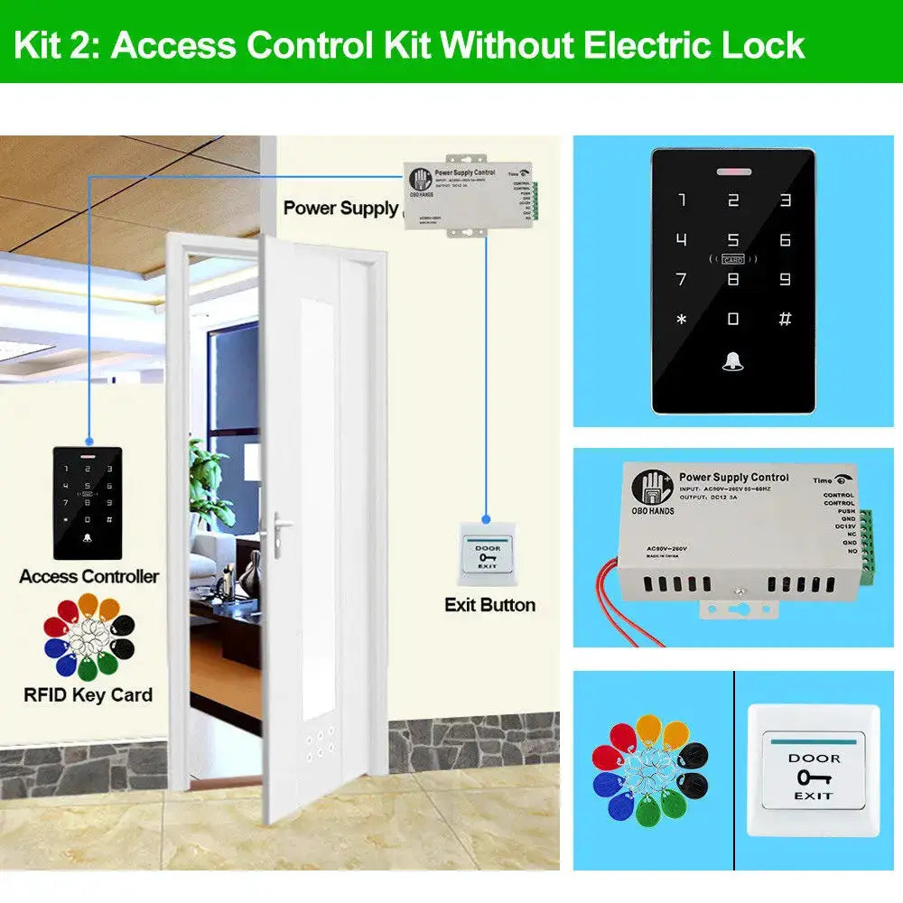 Outdoor access control kit with keypad and RFID card by Simples Market; includes power supply and 180kg magnetic lock
