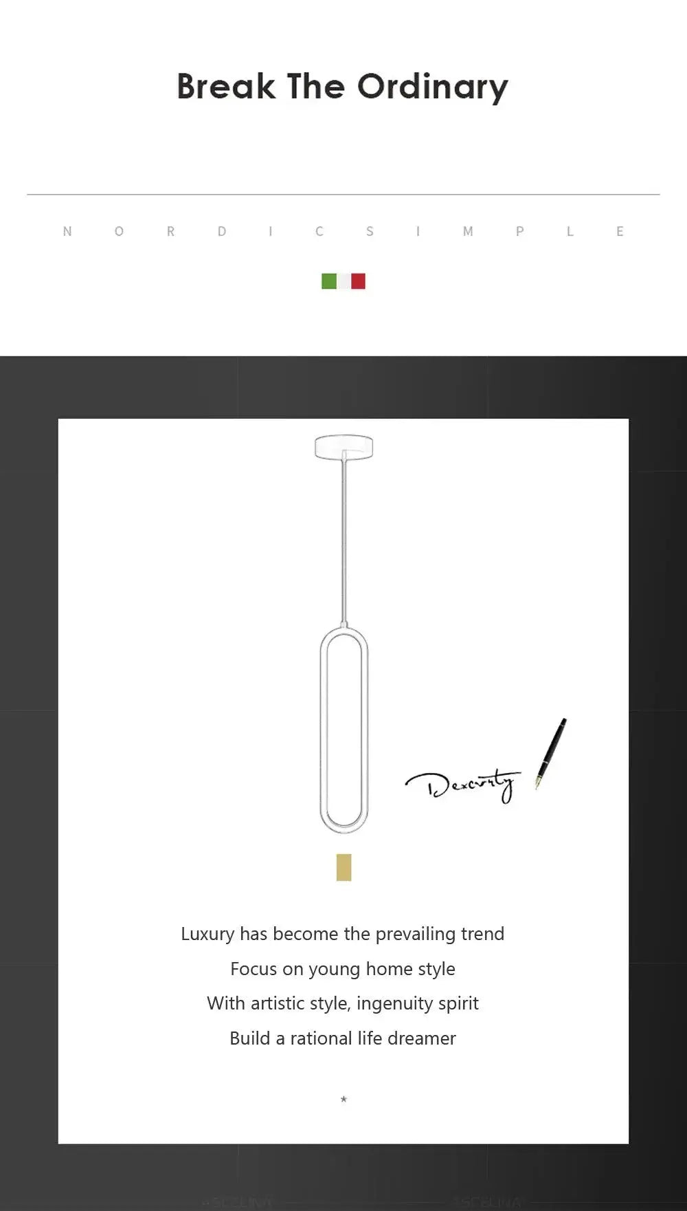 LED pendant light chandelier in chrome finish with a tall loop design