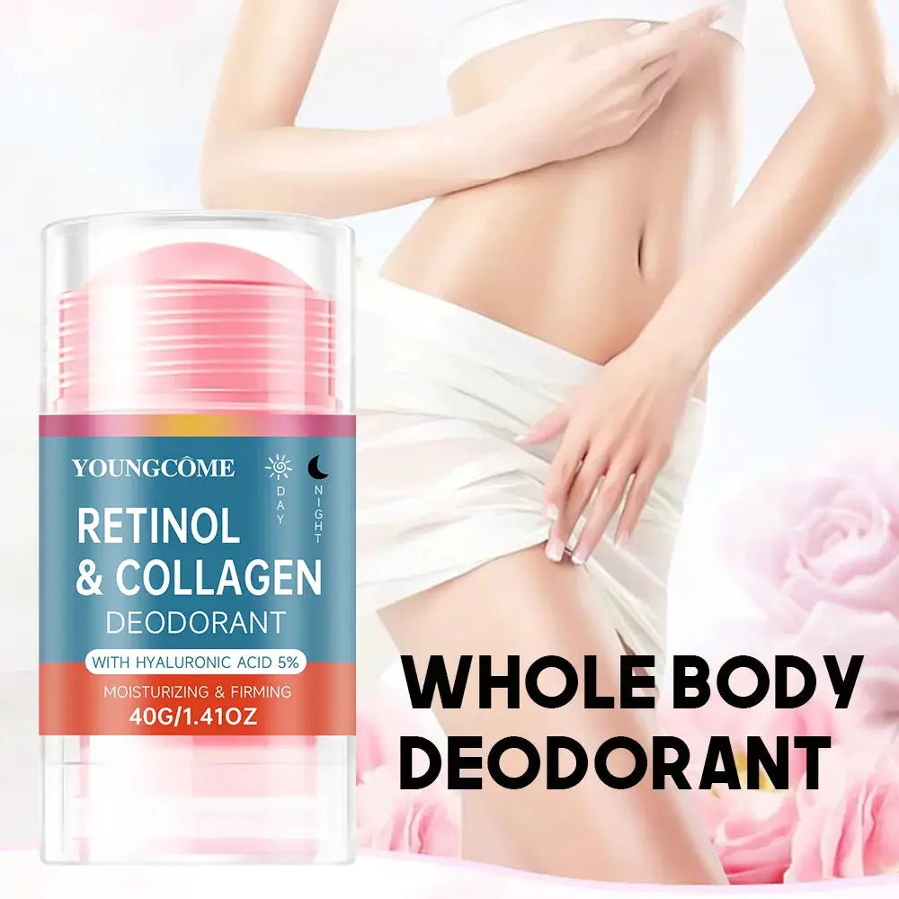 YOUNGCOME retinol & collagen deodorant bottle with pink cap, 40g, moisturizing & firming