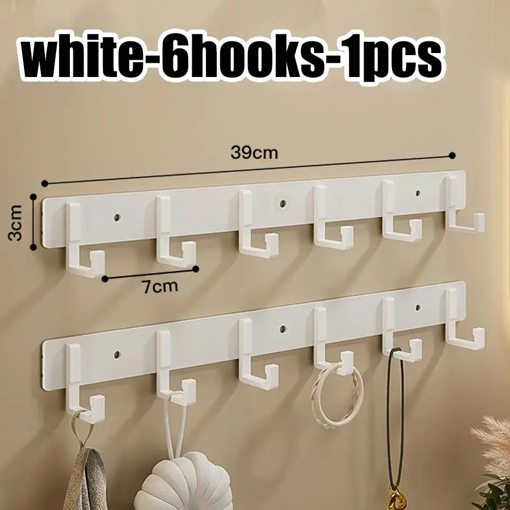 Kitchen Space aluminum punch-free hooks by Simples Market, white wall-mounted rails with 12 hooks for kitchen and bathroom storage
