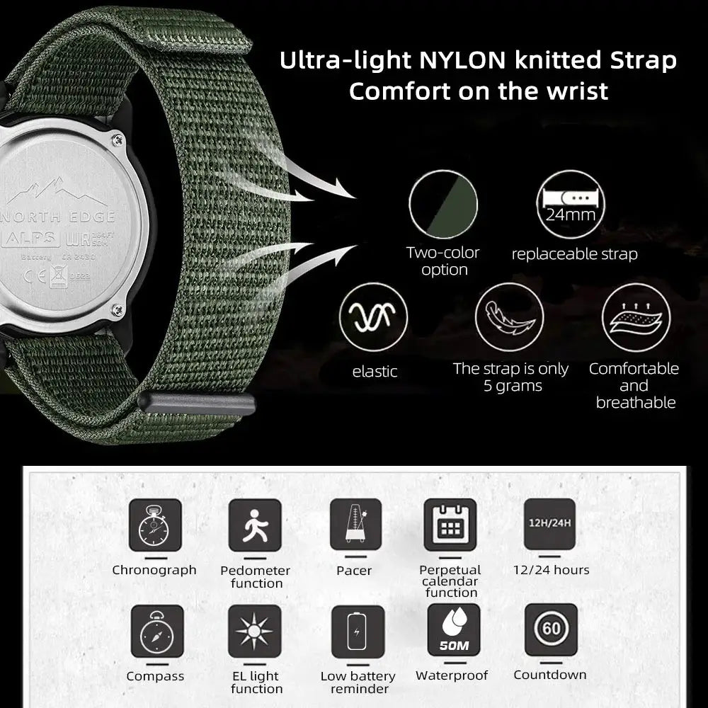 NORTH EDGE ALPS watch with olive-green nylon strap by Simples Market