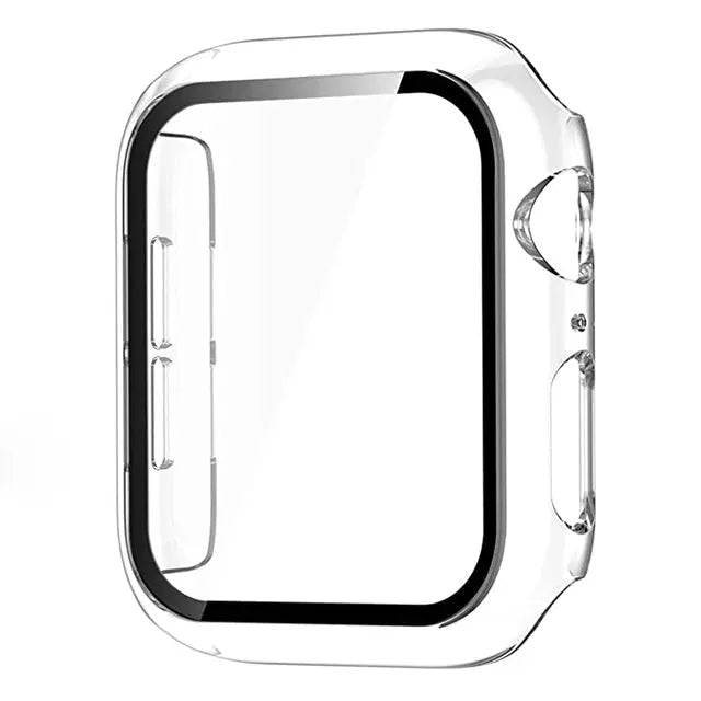 Transparent Apple Watch protective case with glass screen protector