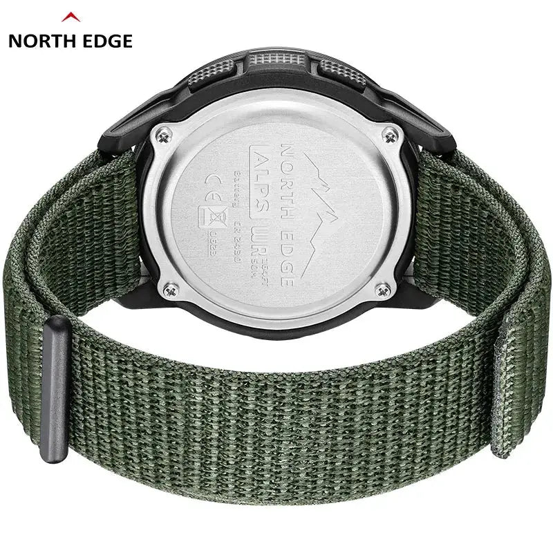 North Edge Alps watch with green nylon strap and rugged outdoor design