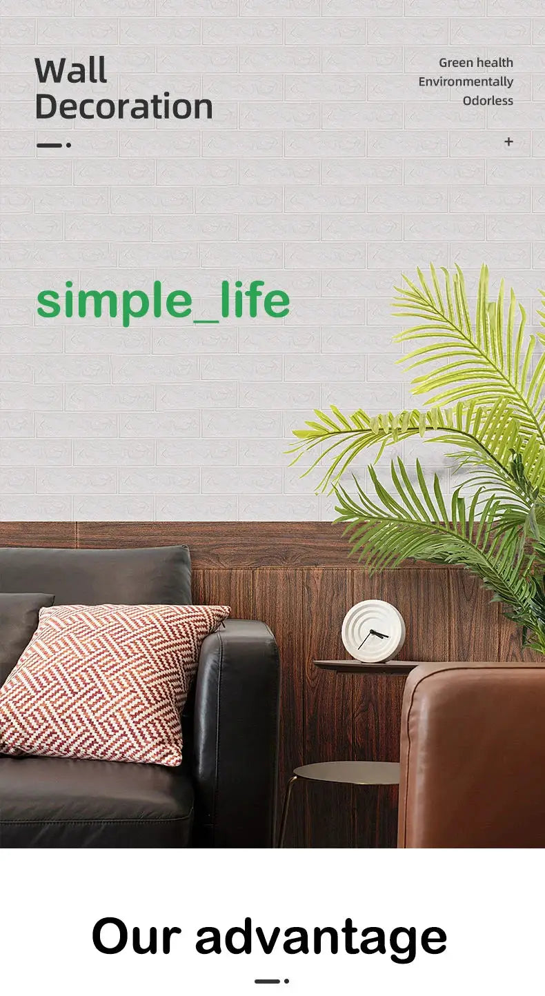 Simples Market 3D brick pattern wallpaper, waterproof wall panels for living room decor