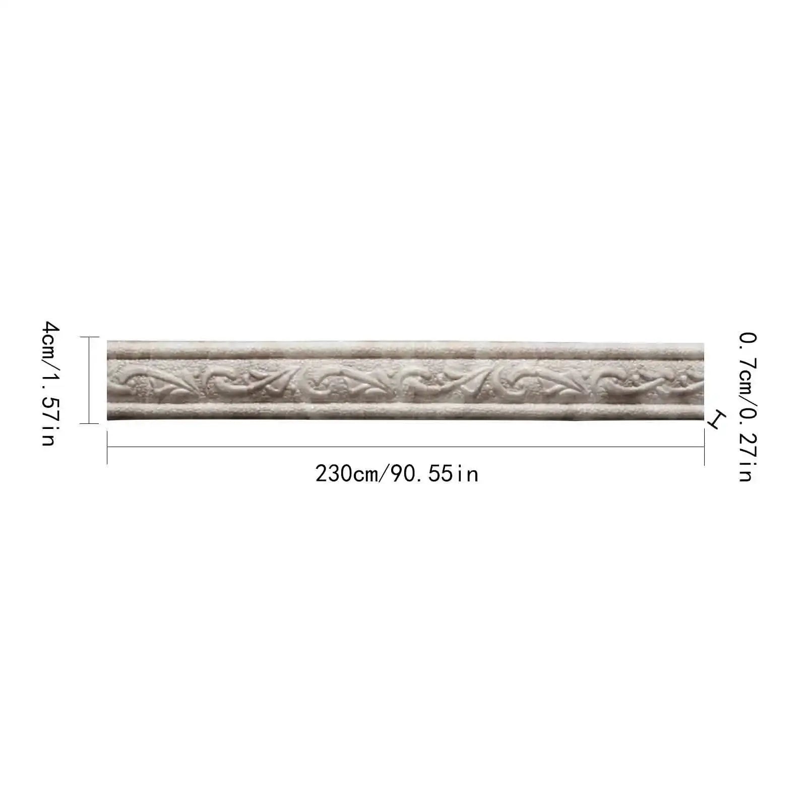 Simples Market wall border strip, 230 cm long, 4 cm wide, beige embossed 3D floral trim, self-adhesive
