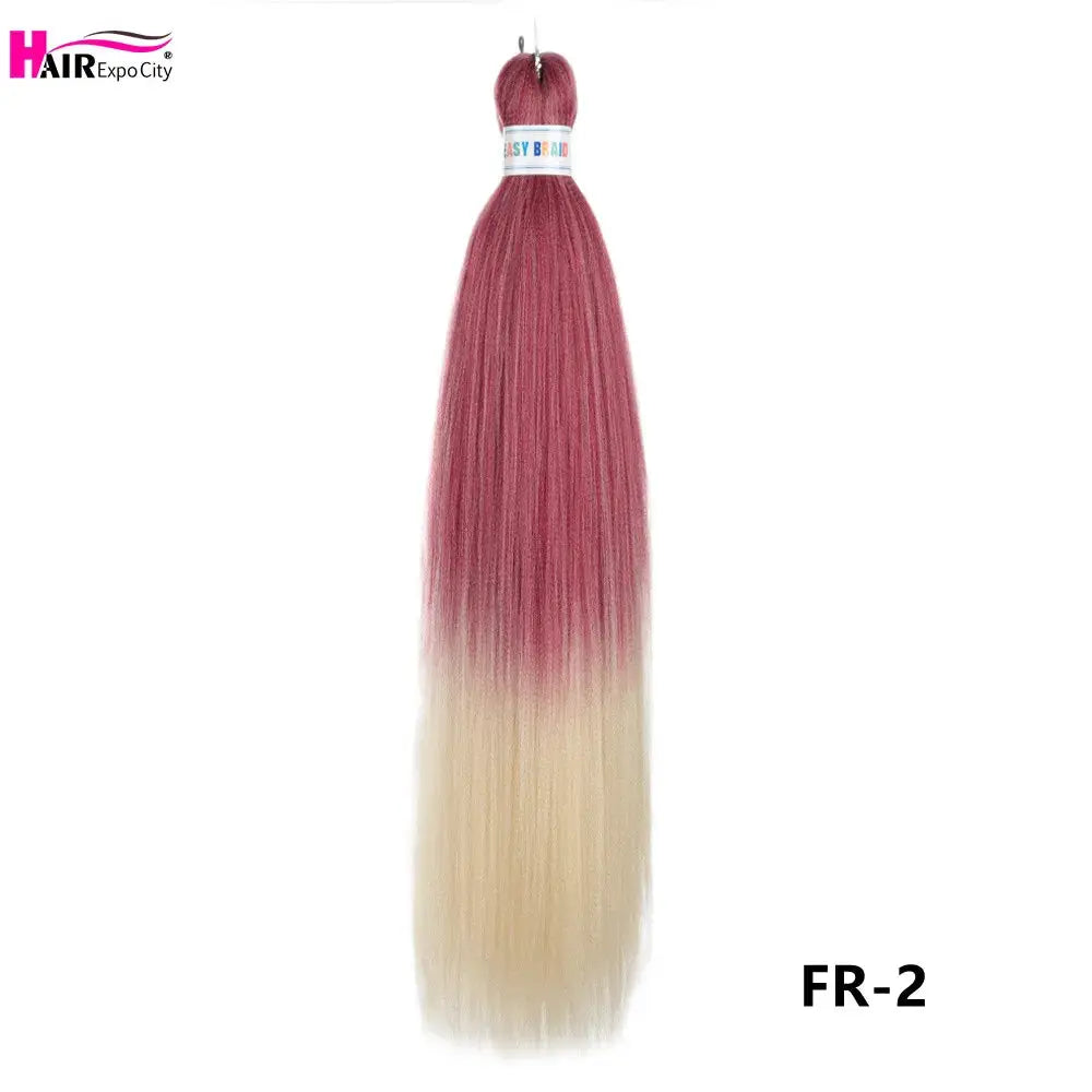 Easy Braids 26in synthetic jumbo braids hair extensions, ombre pink to blonde, pre-stretched, Simples Market