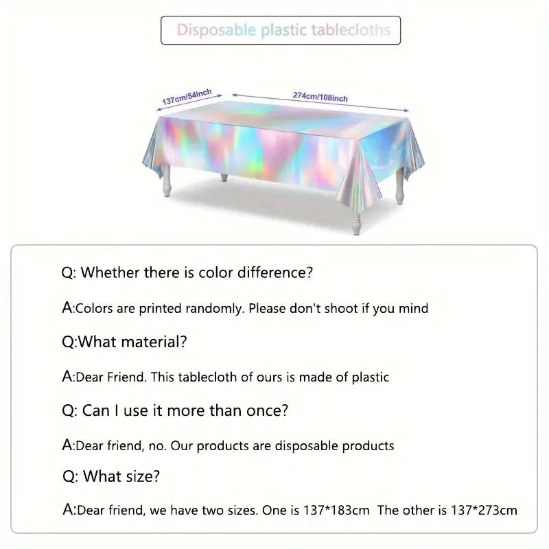1pc Laser Rainbow Theme Party Tablecloth Disposable Decoration Supplies For Weddings Birthdays Festivals Gift
