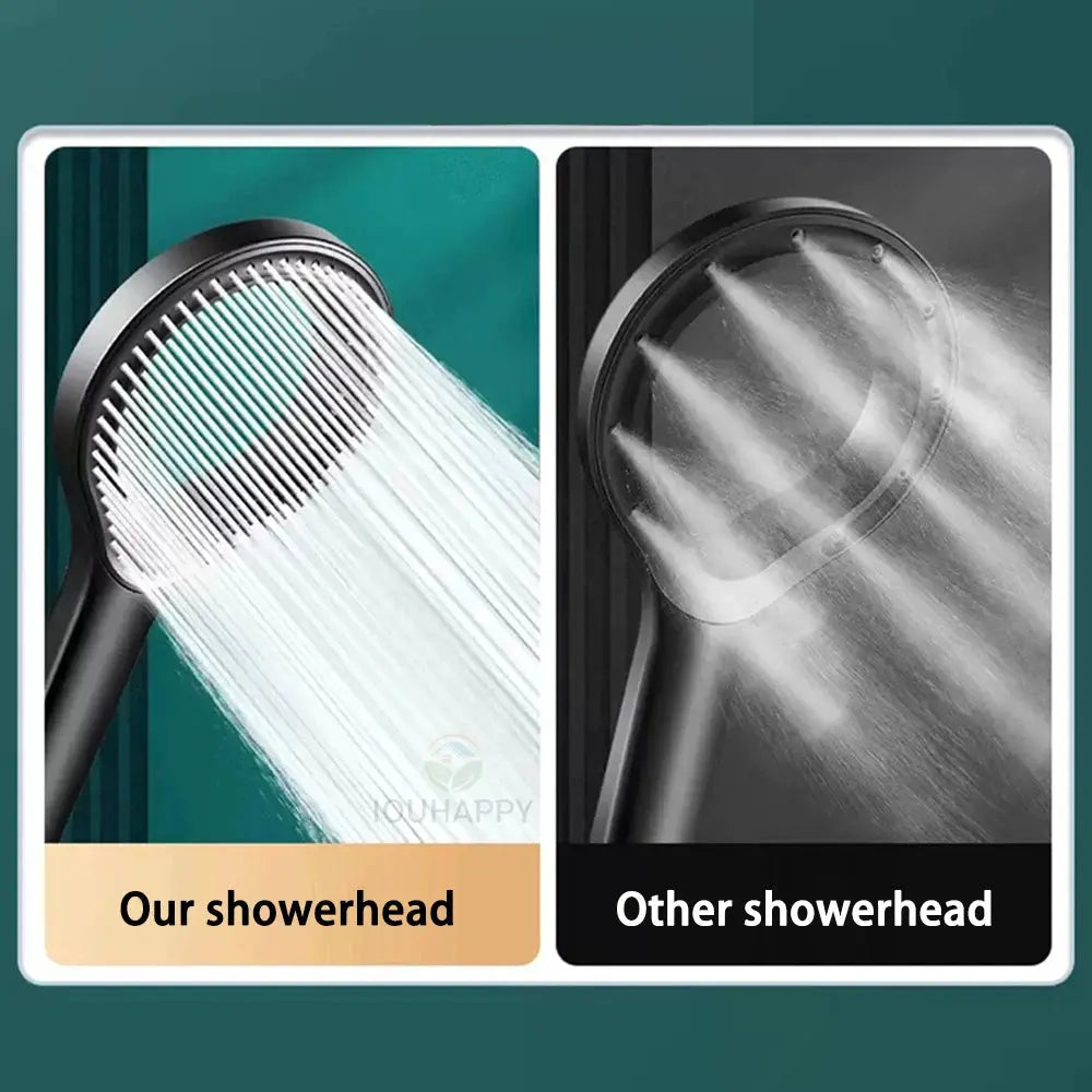 Simples Market ring-design high-pressure handheld shower head; two heads shown for comparison