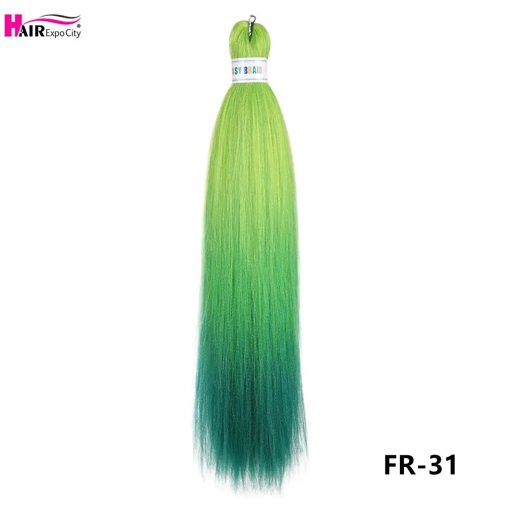 Easy Braids 26-inch synthetic jumbo braid hair extension in lime green to teal ombre, Simples Market