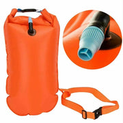 Inflatable Open Water Swimming Buoy Tow Float Dry Bag With Double Air Chambers And Adjustable Waist Belt