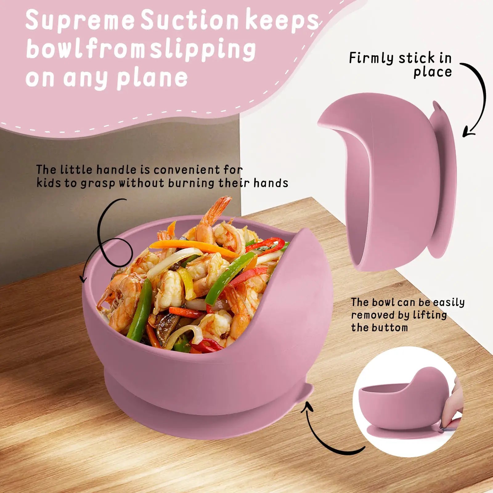 2 Piece Silicone Sucker Bowl Set For Infants And Toddlers With Strong Suction Base For Spill Free Mealtime