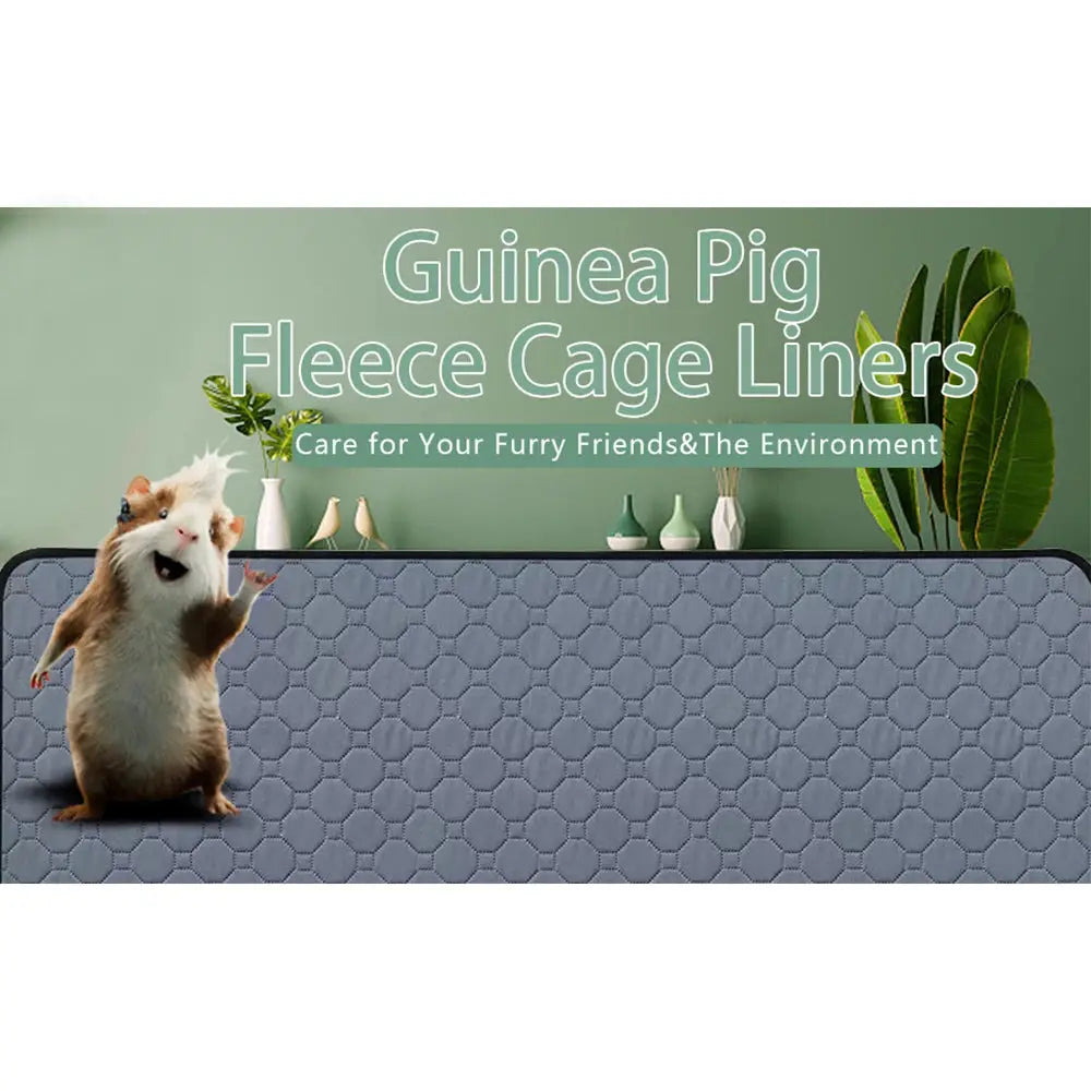 Guinea pig fleece cage liner by Simples Market; washable non-slip grey bedding pad.