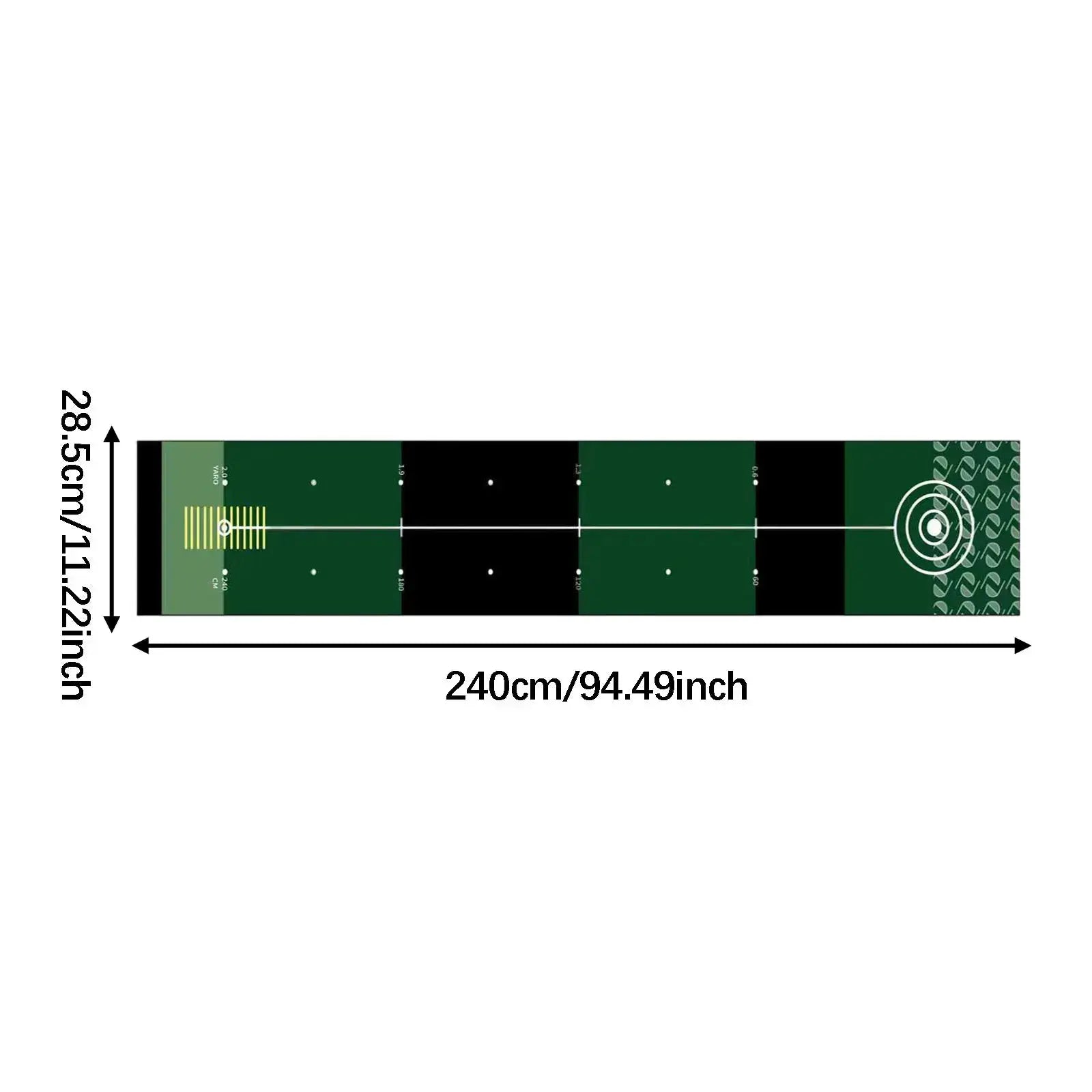 Golf putting mat by Simples Market; portable green/black training aid, 240cm long for home practice