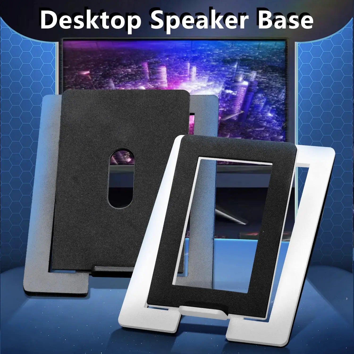 NovaTech Carbon Steel Desktop Speaker Stand With Shock Absorption For Enhanced Sound Quality