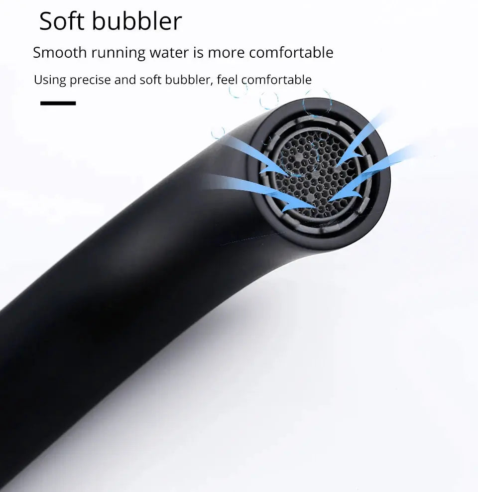 Simples Market matte black basin faucet spout, wall-mounted with mesh aerator