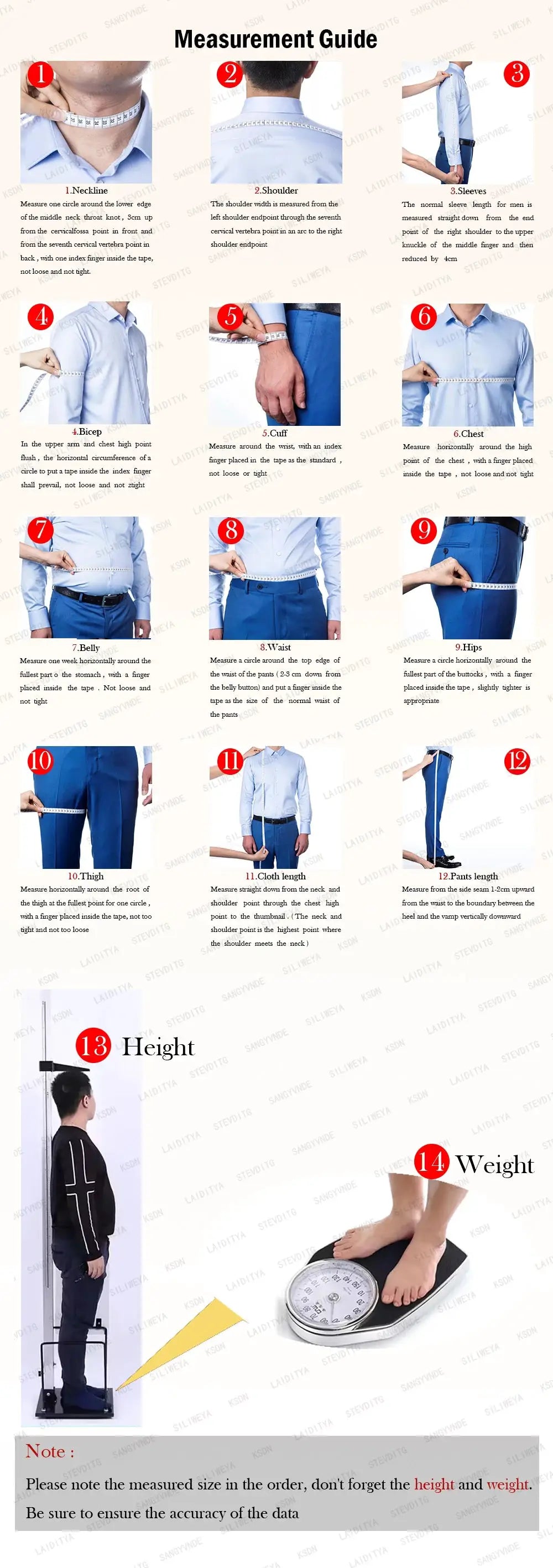 Women's suit measurement guide by Simples Market, showing neck, shoulder, chest, waist and hips measurements