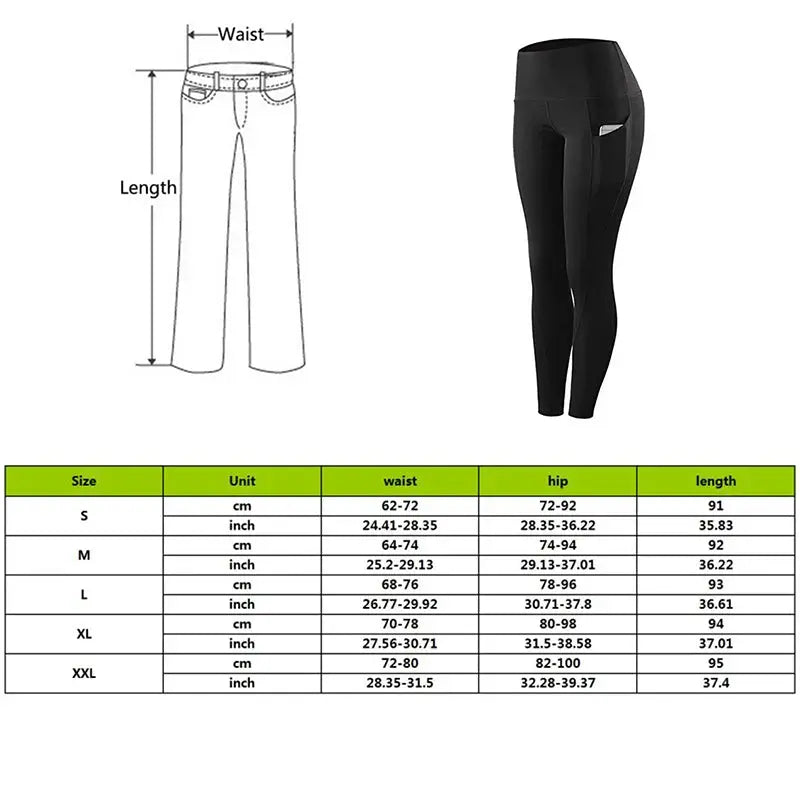 High-waist yoga leggings by Simples Market with tummy control and pocket, black seamless compression tights