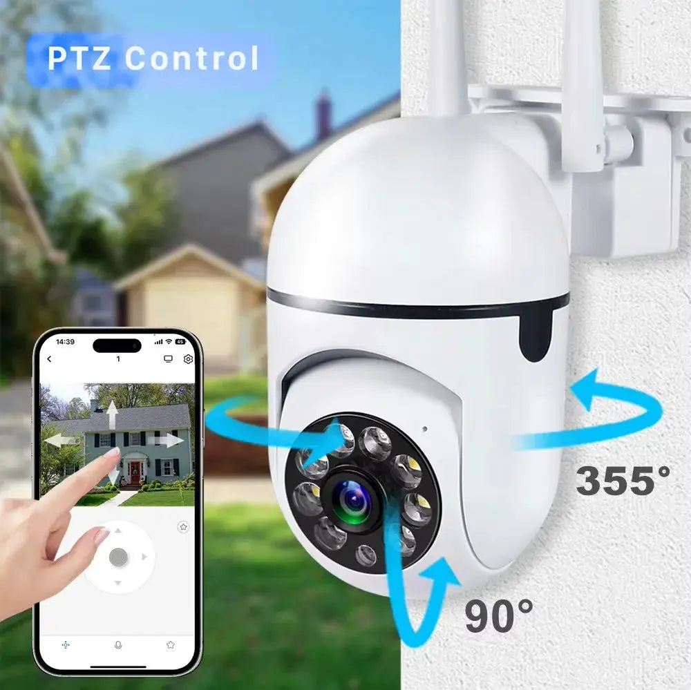 Simples Market WiFi 1080P HD PTZ security camera; indoor/outdoor white dome with mobile app control