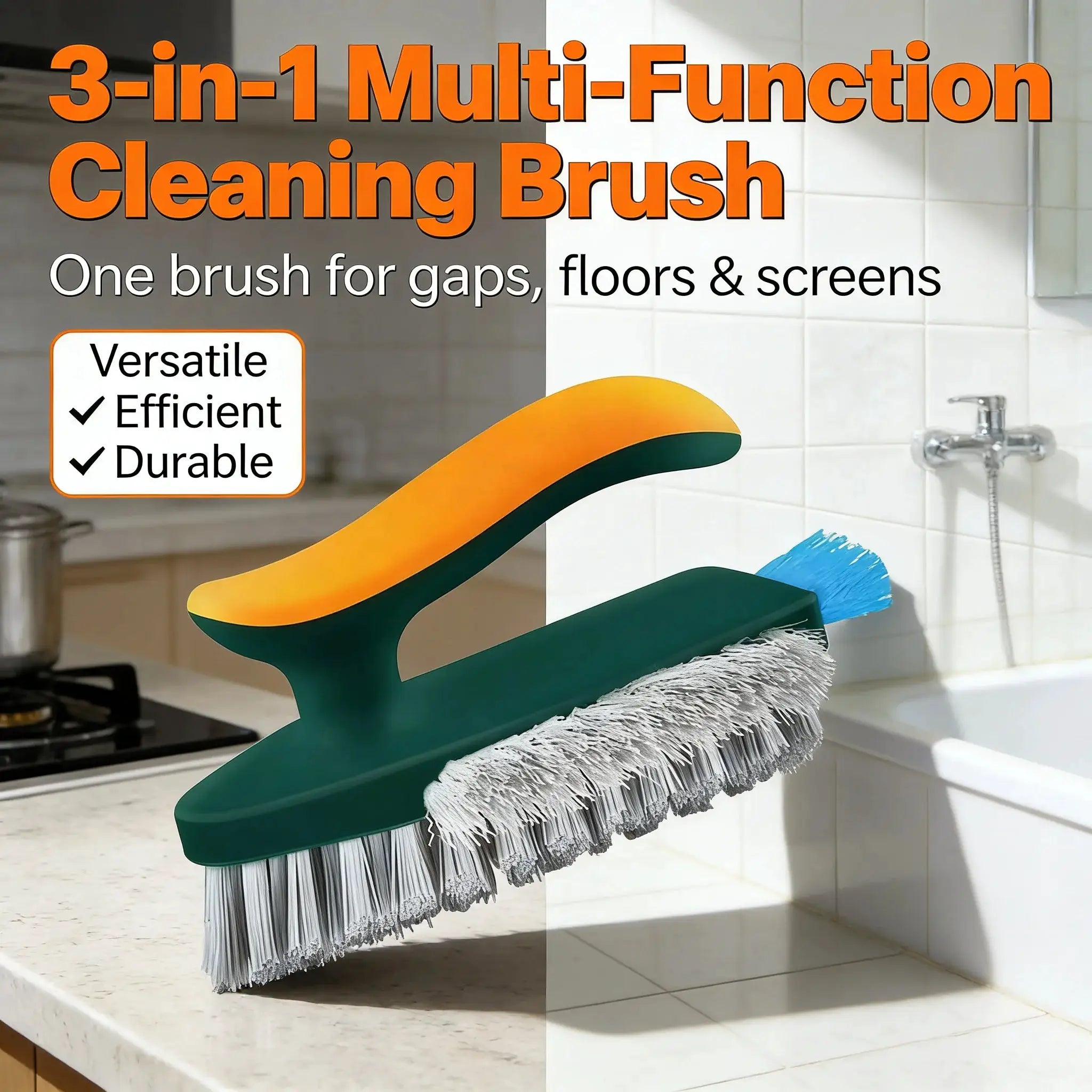 3 In 1 Multi Function Cleaning Brush With Hard Bristle Scrub Gap Brush And T Handle Grout Cleaner For Bathroom Kitchen