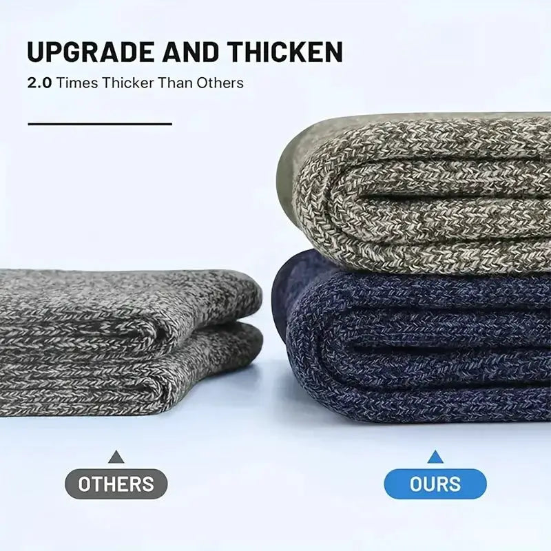 5 Pack Merino Wool Socks For Men Super Thick Thermal Hiking Socks For Cold Weather