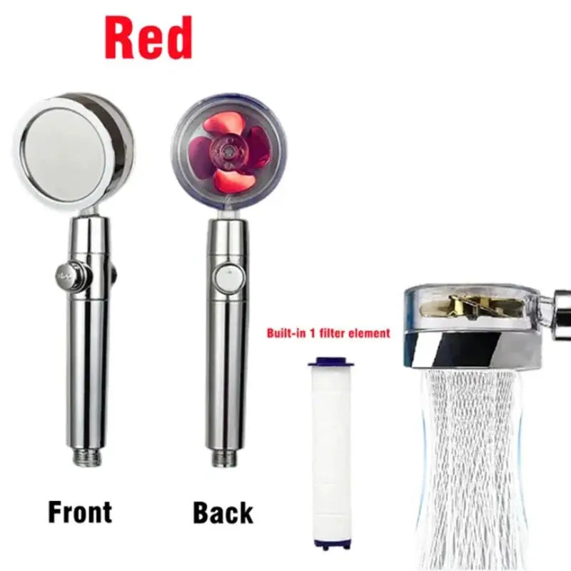 Simples Market 360 Degrees Rotation Turbo Fan Shower Head set of 2 in chrome with built-in filter element.