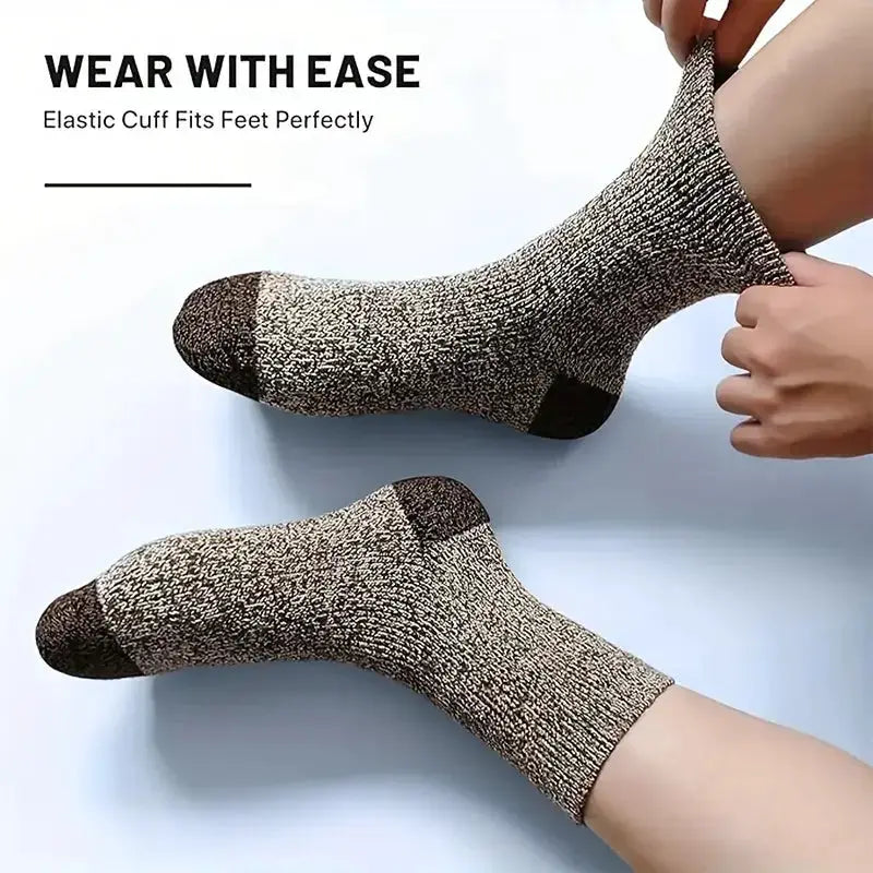 5 Pack Merino Wool Socks For Men Super Thick Thermal Hiking Socks For Cold Weather