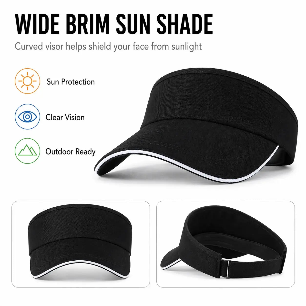 Adjustable Sports Sun Visor Hat For Women And Men Breathable Wide Brim Summer Cap For Golf Tennis Running Beach Outdoor