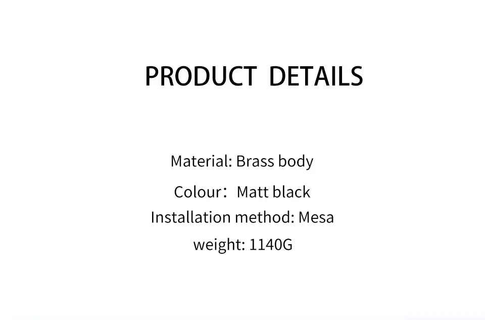 Basin faucet wall-mounted, brass body with matt black finish, 1140G.