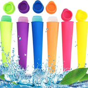 6 Piece Summer Silicone Popsicle Mold Set Reusable Food Grade Molds for Do It Yourself Ice Pops and Frozen Treats