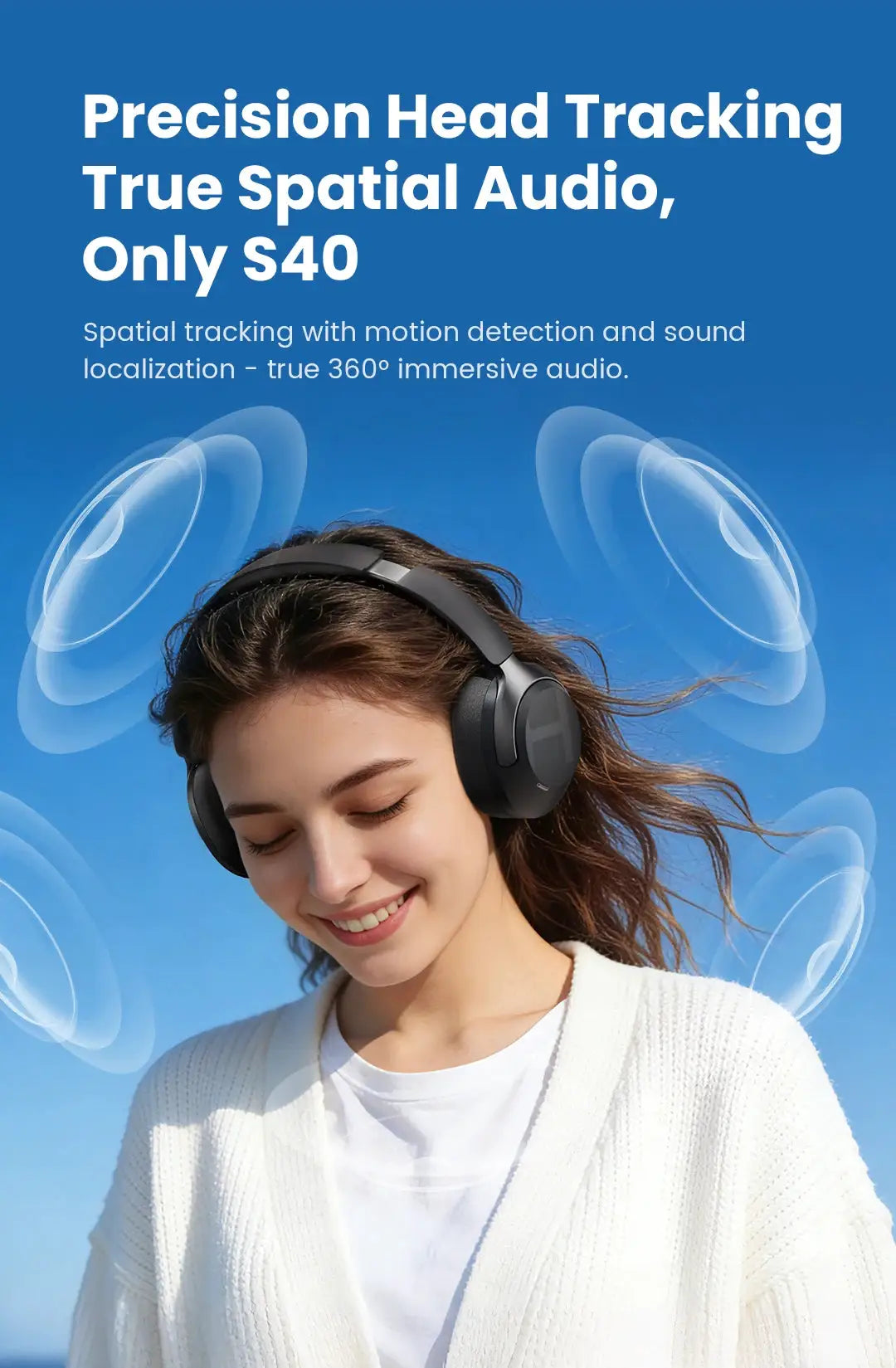 HAYLOU S40 ANC wireless over-ear headphones in black.