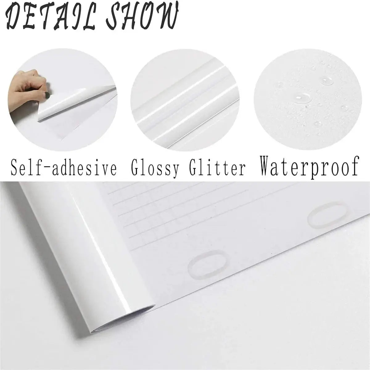EverGloss PVC Pearl Film Self Adhesive Wallpaper Waterproof High Gloss For Wardrobes And Furniture Black Or White