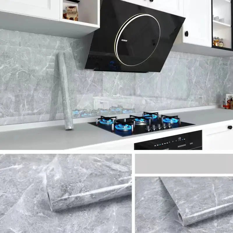 Kitchen Oil Proof Film Self Adhesive Wallpaper Marble Pattern For Counters Cabinets Stove Backsplash Renovation