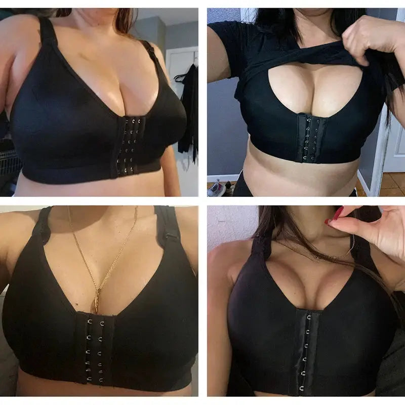 Bra black seamless padded push-up front-closure by Simples Market Burvogue