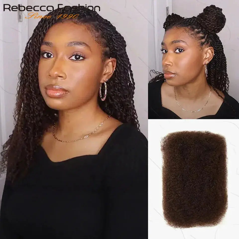 Simples Market Afro Kinky Remy bulk hair for braiding, no attachment, soft lightweight, dark brown for braids