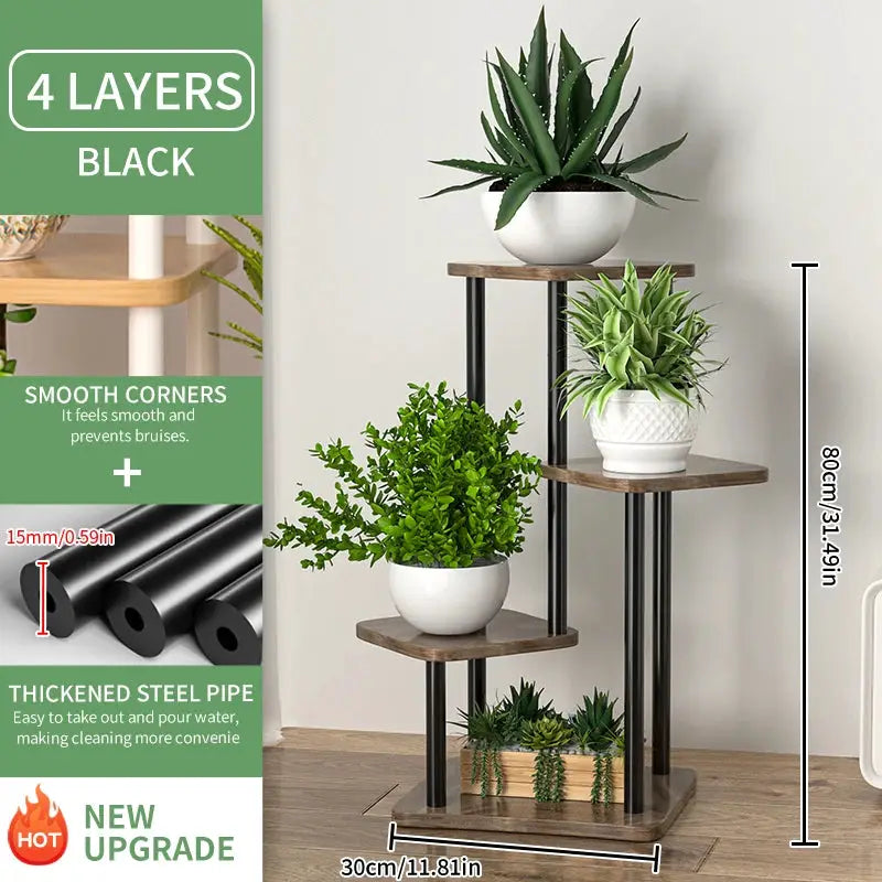 Wooden Plant Stand With Four Five Or Six Tier Flower Shelf Indoor Display Rack For Potted Plants