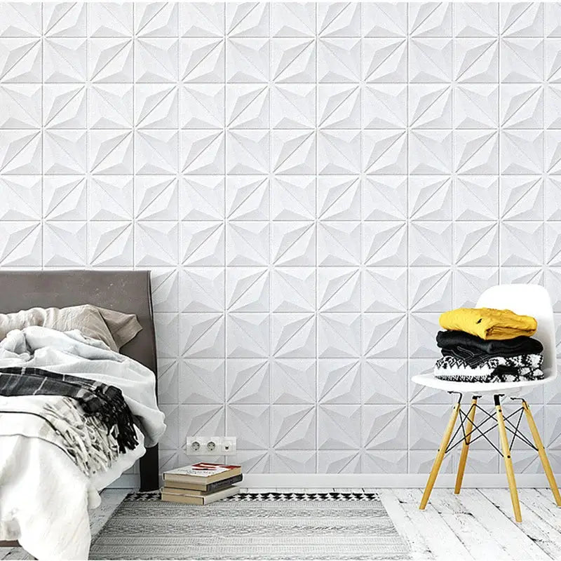 Simples Market 35x35cm 3D wall decor self-adhesive foam wallpaper with geometric white panels
