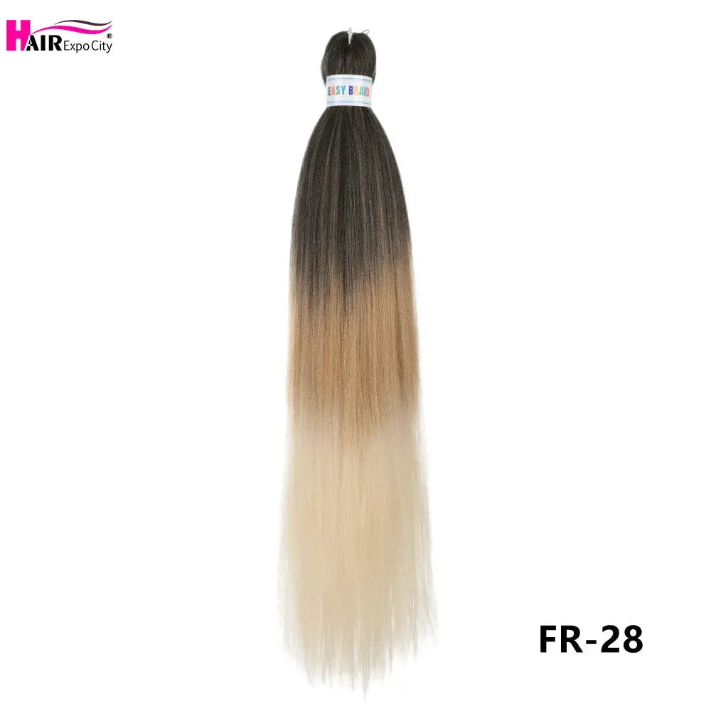 Easy Braids 26in synthetic jumbo braids hair extension in black-to-blonde ombre, pre-stretched bundle